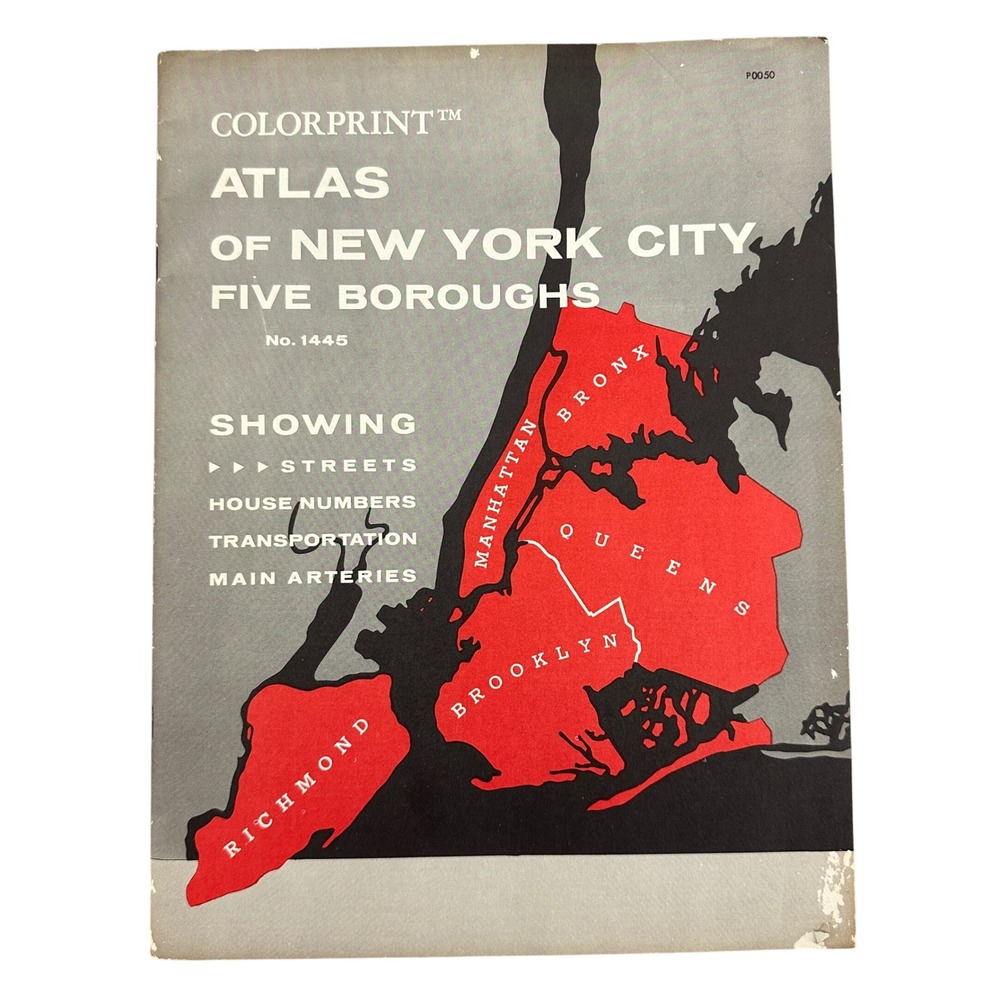 Vintage Colorprint Atlas of New York City Five Boroughs - flawed
